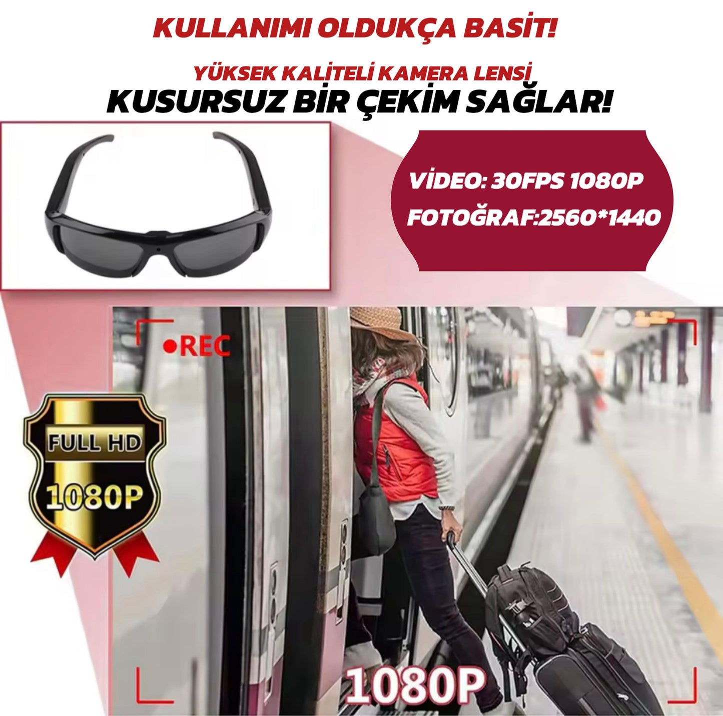 SeeRecPro® Akıllı Kameralı Güneş Gözlüğü